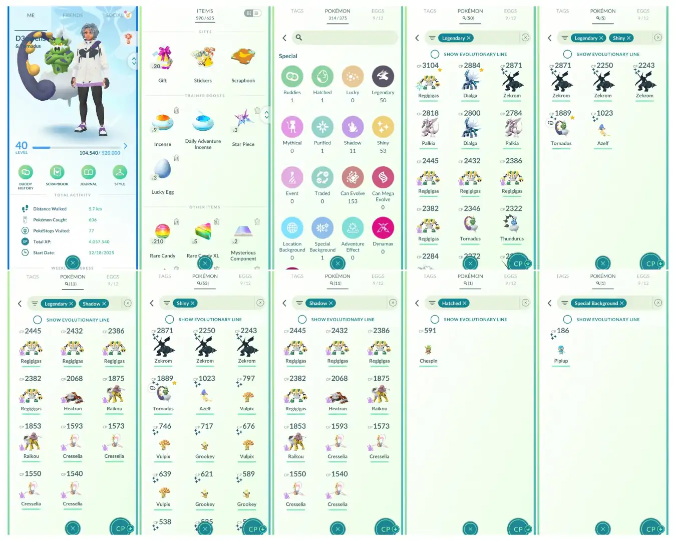 Level 40 | 50 Legendary : 53 Shiny | 5 Shiny Legendary : 2 Perfect iV100 | 11 Shadow Legendary : High CP Pokemons | All Tradable