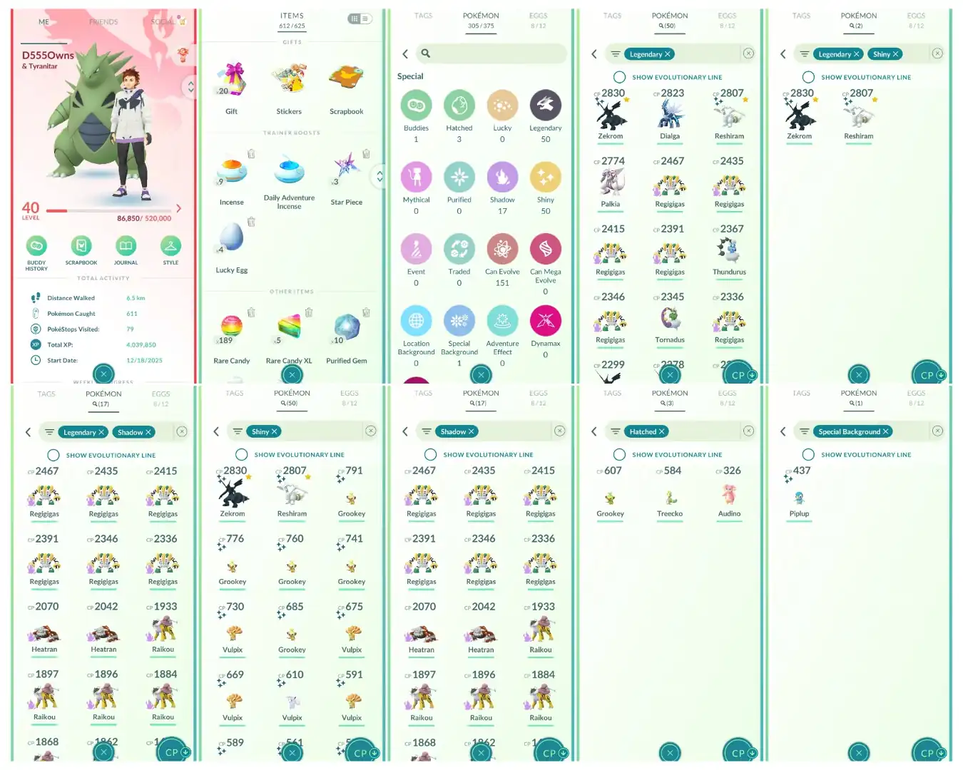 Level 40 | 50 Legendary : 50 Shiny | 2 Shiny Legendary : 19 Special | 17 Shadow Legendary : High CP Pokemons | All Tradable