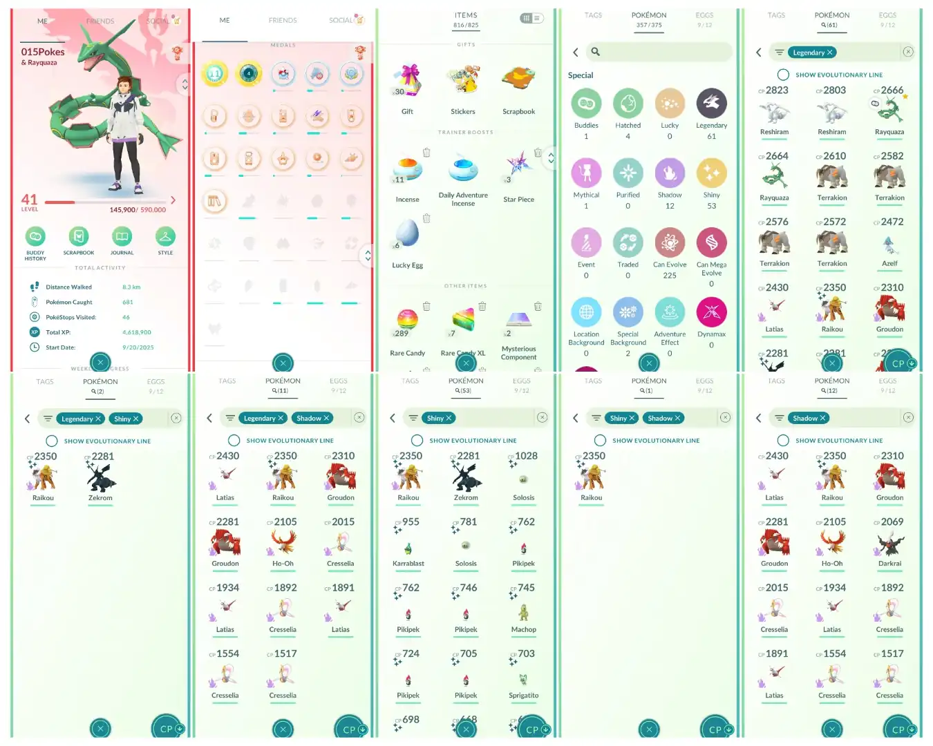 Level 40 | 61 Legendary : 53 Shiny | 2 Shiny Legendary : 3 Perfect iV100 | 11 Shadow Legendary : High CP Pokemons | All Tradable