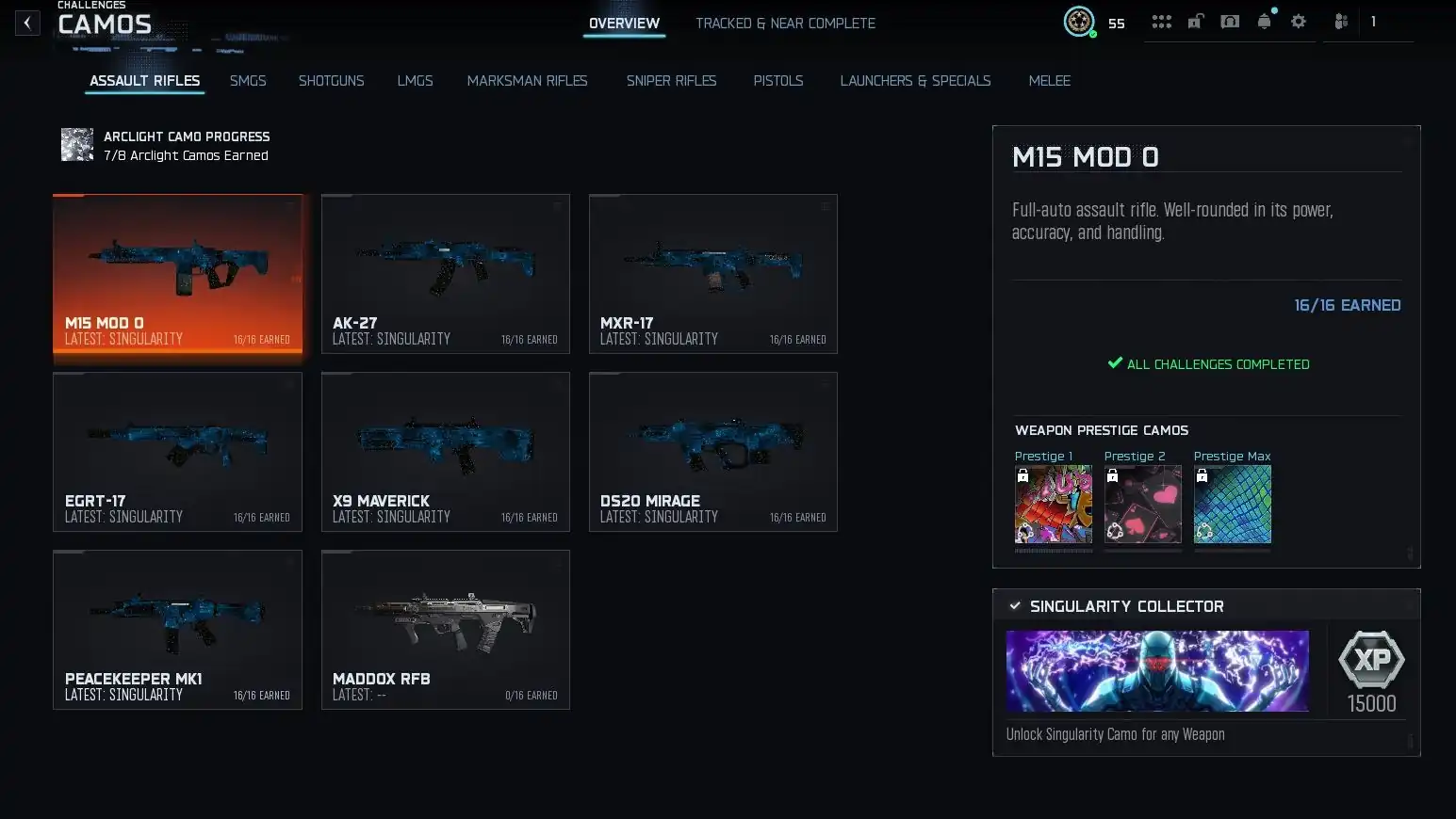 BO7 / Warzone 👀 30 Weapons Singularity Camo Unlocked 🍑 Level 55 + Prestige 1 🍑 50 wins 🍑 Ranked Ready 🍑 Instant