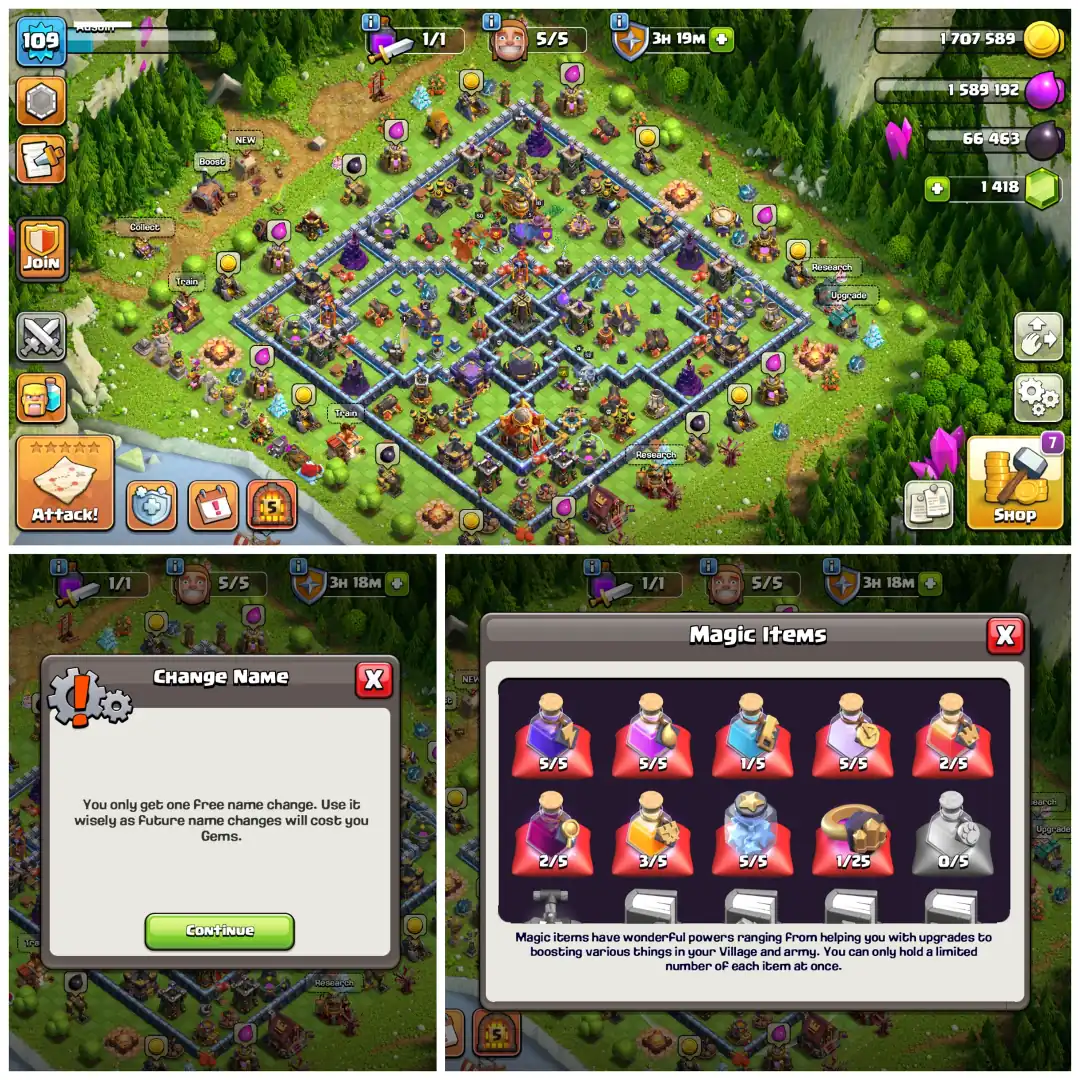 🛡️ TH16 DONATION ACCOUNT 🛡️ BLUE WALLS 🛡️ 3 EPIC EQUIPMENTS 🛡️ BK 50 AQ 52 MP 26 GW 18 RC 12 🛡️ FREE NAME CHANGE 🛡️ 240 MEDALS 🛡️