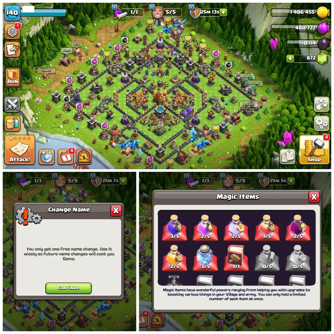 ⚔️ TH16 DONATION ACCOUNT ⚔️ XP 140 ⚔️ GOOD DEFENSE AND PROFILE ⚔️ BK 49 AQ 52 MP 43 GW 21 RC 14 ⚔️ FREE NAME CHANGE ⚔️ LOW WALLS ⚔️