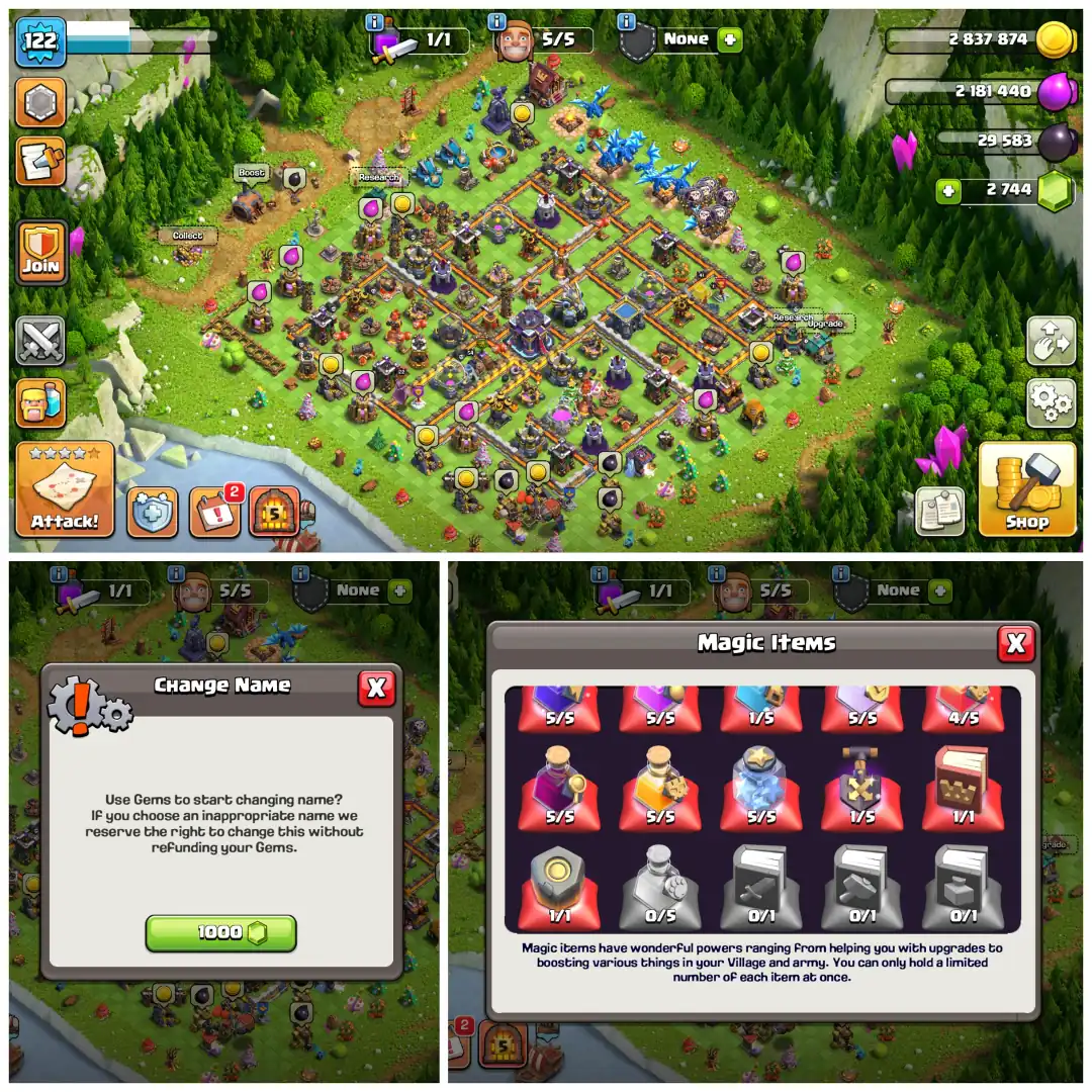 ⚡ TH15 DONATION ACCOUNT ⚡ XP 122 ⚡ 200 PLUS CWL MEDALS ⚡ BK 41 AQ 54 MP 42 GW 22 RC 5 ⚡ NAME CHANGEABLE ⚡